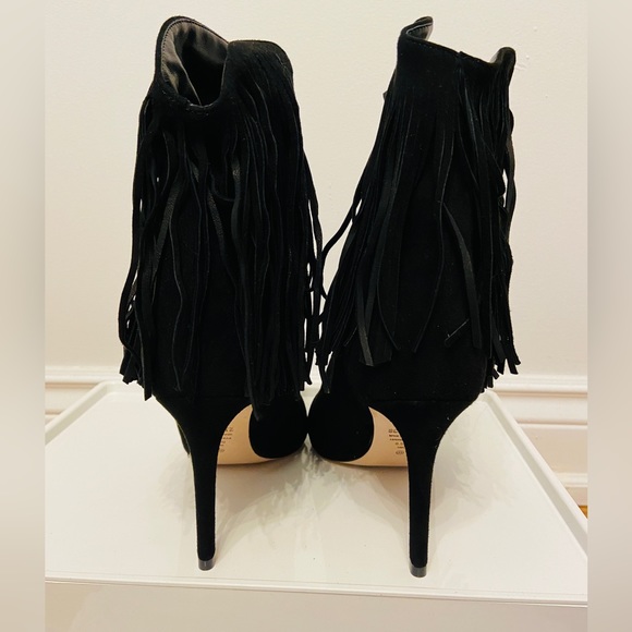 Schutz Black Suede Fringe Ankle Booties - Picture 4 of 6
